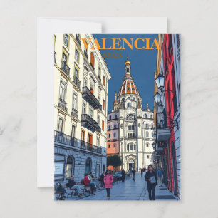 Valencia Spain Travel Art Vintage Postcard