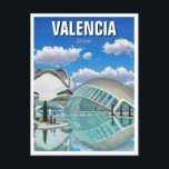 Valencia Spain Travel Postcard<br><div class="desc">Valencia, located on Spain’s southeastern coast, is a vibrant city that beautifully blends historical charm with futuristic flair. Known for its sunny Mediterranean climate, rich culture, and delicious cuisine, Valencia offers something for every kind of traveler. The historic city center is full of Gothic and Romanesque architecture, including the Valencia...</div>