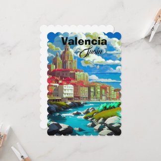 Valencia Spain Travel Postcard Art, Spain Travel P