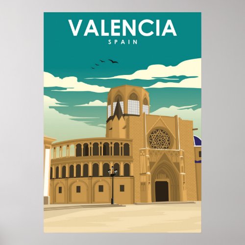 Valencia Spain Vintage Minimal Travel Poster