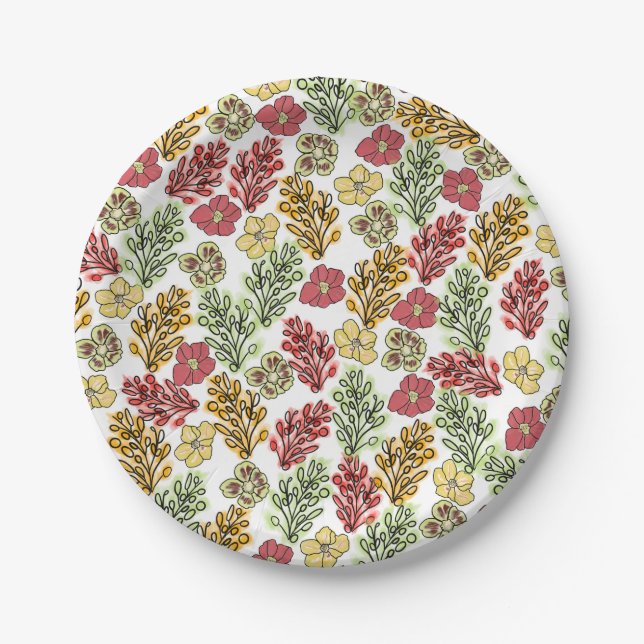 Valencia Spanish Floral and Vines   Paper Plates (Front)