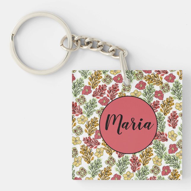 Valencia Spanish Floral and Vines Personalized  Keychain (Front)
