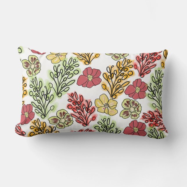 Valencia Spanish Floral and Vines  Throw Pillow (Front)