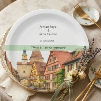 Valencia viral Elegance Modern Wedding Invitation Paper Plates
