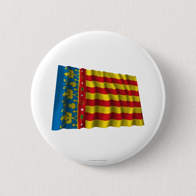 Valencia waving flag pinback button (Front)