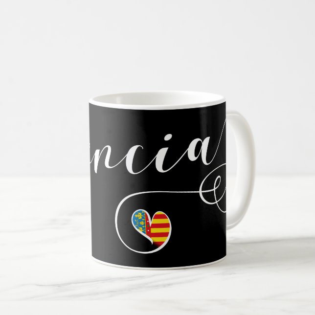 Valencian Flag Heart, Valencia, Spain Coffee Mug (Front Right)
