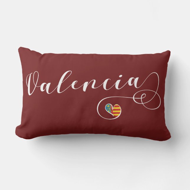 Valencian Flag Heart, Valencia, Spain Lumbar Pillow (Front)