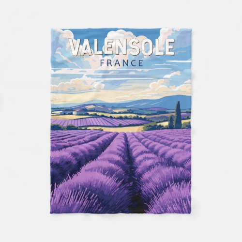 Valensole France Travel Art Vintage Fleece Blanket