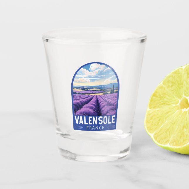 Valensole France Travel Art Vintage Shot Glass (Front)