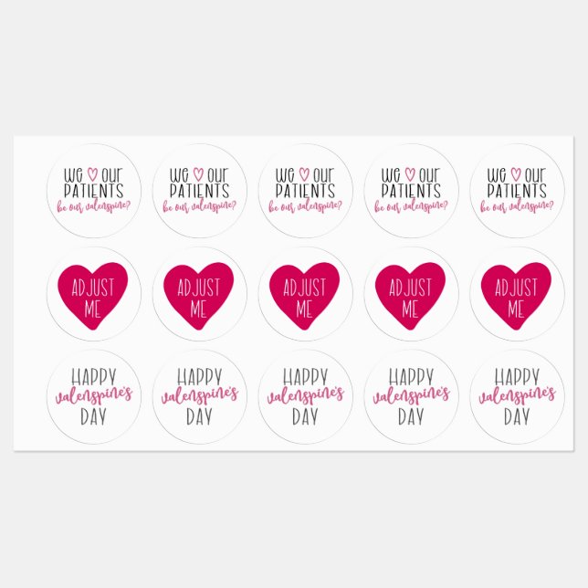 Valenspine's Day, Chiropractic Stickers, Labels (Sheet)