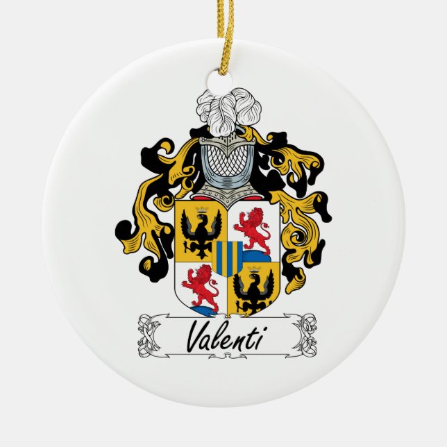 Valenti Family Crest Ceramic Ornament (Front)