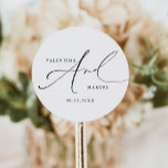 VALENTINA Chic Elegant Calligraphy Script Wedding Classic Round Sticker<br><div class="desc">This wedding sticker features an elegant handwritten calligraphy script font and a modern minimalist layout. Use this templates to customize the bride and groom's names,  wording,  font,  font color and the background color to match your event style. Pair with anything in the VALENTINA Collection for a cohesive look.</div>