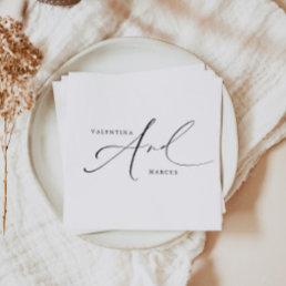 VALENTINA Chic Elegant Calligraphy Script Wedding Napkins