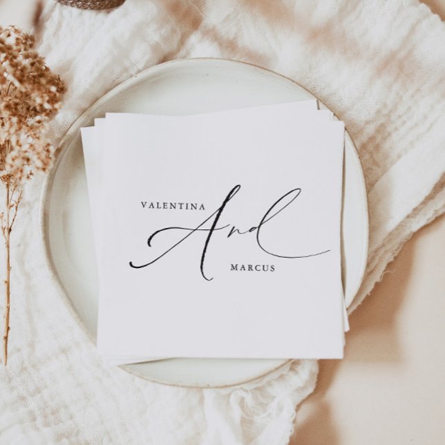 VALENTINA Chic Elegant Calligraphy Script Wedding Napkins (Creator Uploaded)