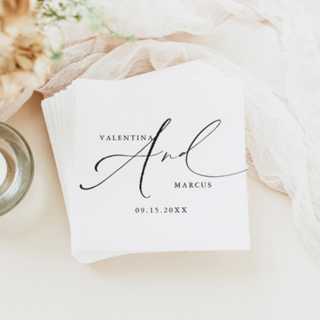 VALENTINA Chic Elegant Calligraphy Script Wedding Napkins (Creator Uploaded)
