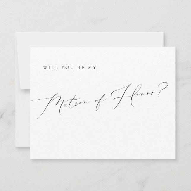 VALENTINA Classic Script Matron of Honor Proposal Invitation (Back)