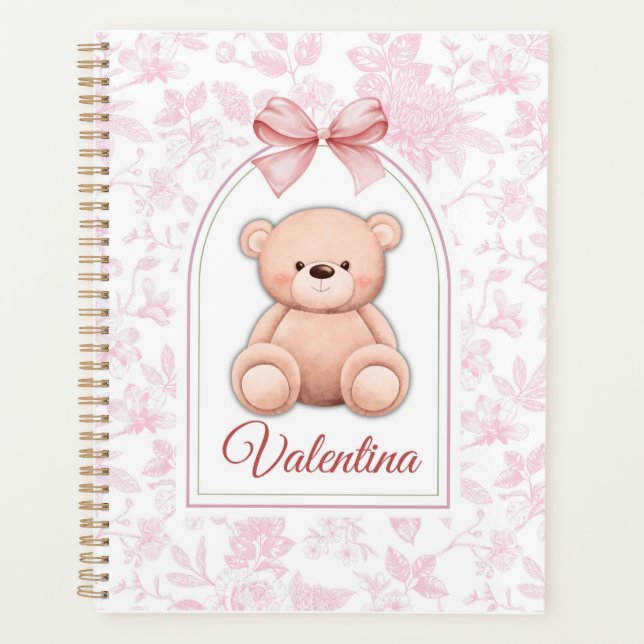 Valentina | Custom Pink Teddy Bear Nursery Design  Planner (Front)