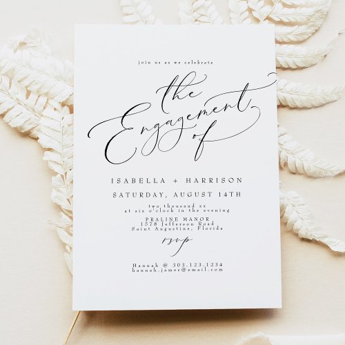 VALENTINA Elegant Minimal Script Engagement Party Invitation