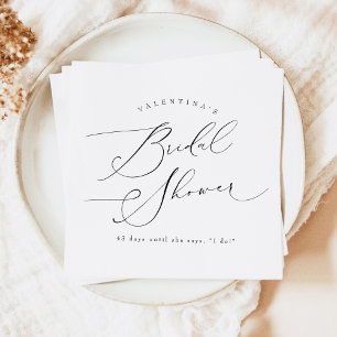 VALENTINA Elegant Minimalist Script Bridal Shower Napkins