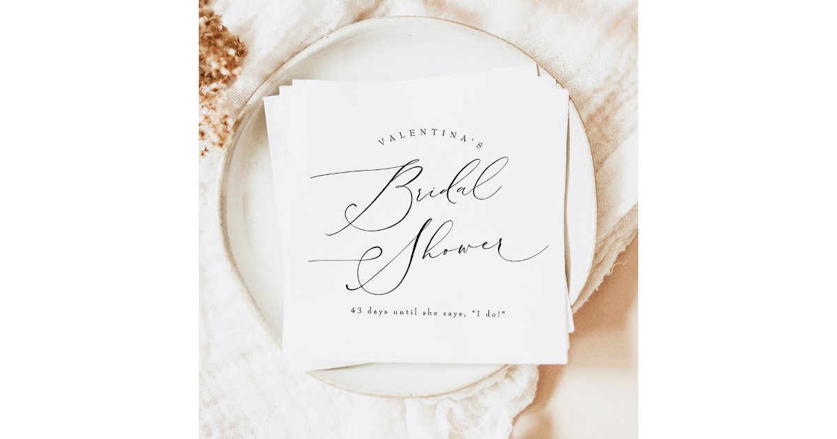 VALENTINA Elegant Minimalist Script Bridal Shower Napkins | Zazzle