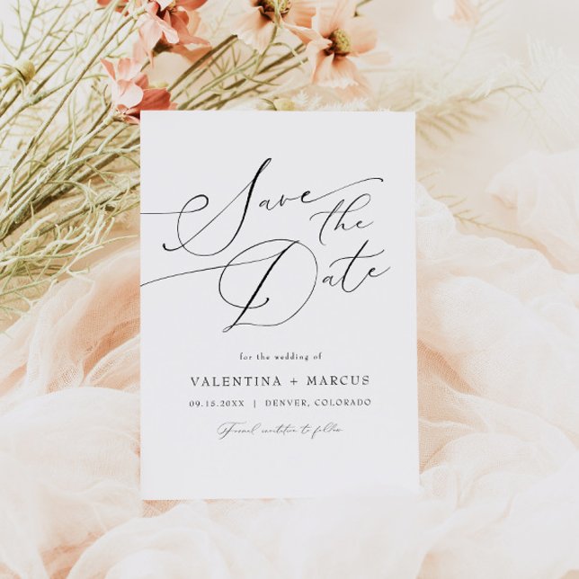 VALENTINA Elegant Minimalist Script Save the Date Invitation (Creator Uploaded)