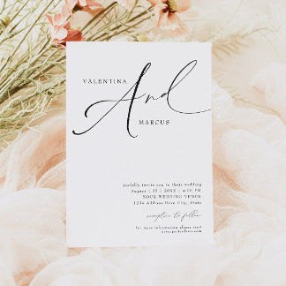 VALENTINA Elegant Minimalist Script Wedding Invitation