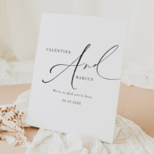 VALENTINA Elegant Minimalist Script Wedding Pedestal Sign