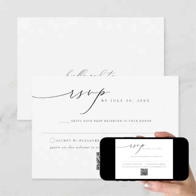 VALENTINA Elegant Minimalist Script Wedding RSVP Invitation | Zazzle
