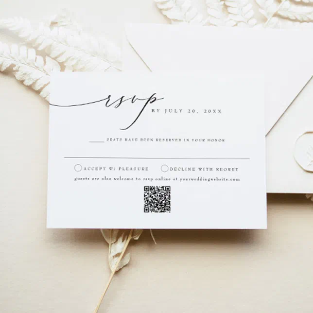 VALENTINA Elegant Minimalist Script Wedding RSVP Invitation | Zazzle