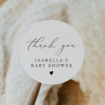 VALENTINA Elegant Modern Script Baby Shower  Classic Round Sticker