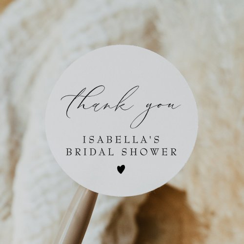 VALENTINA Elegant Modern Script Bridal Shower Classic Round Sticker