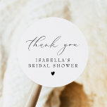 VALENTINA Elegant Modern Script Bridal Shower Classic Round Sticker<br><div class="desc">This bridal shower thank you sticker features an elegant calligraphy script font and classic minimalist design. Easily edit the sans serif wording to meet the needs of your event. All colors are editable in the full editor.</div>