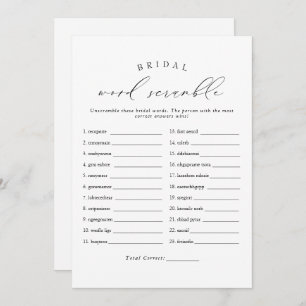 VALENTINA Elegant Script Bridal Word Scramble Game Invitation