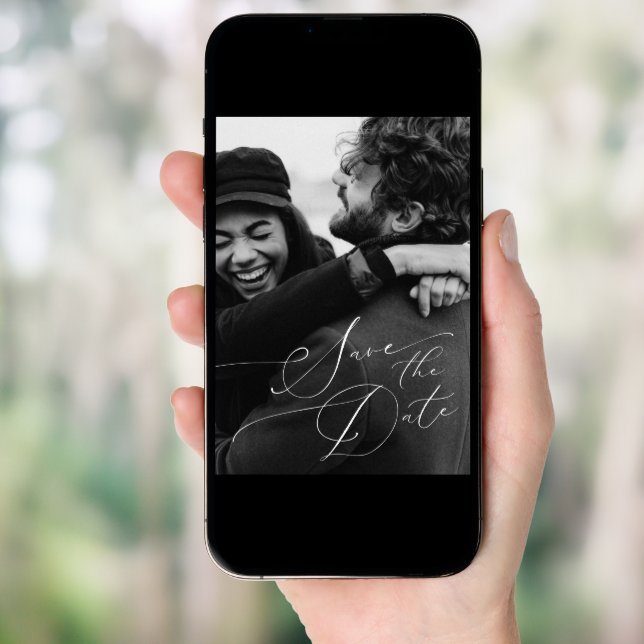 VALENTINA Elegant Script Photo Save the Date Invitation (Front Digital)