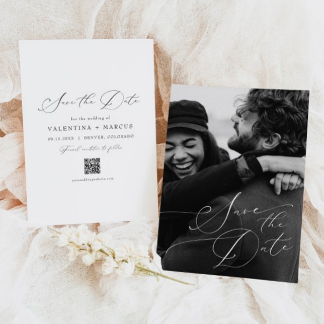 VALENTINA Elegant Script Photo Save the Date Invitation (Creator Uploaded)