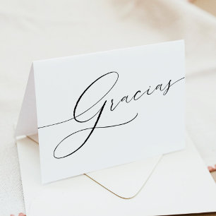 VALENTINA Elegant Typography Script Gracias Letterpress Thank You Card