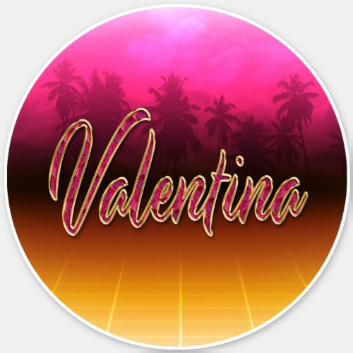 Valentina First Name Pink Sticker