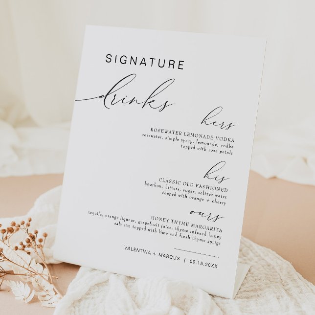 VALENTINA His and Hers Signature Drinks Cocktails Pedestal Sign (Creator Uploaded)