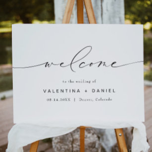 VALENTINA Modern Elegant Script Wedding Welcome Foam Board