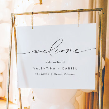 Valentina Modern Elegant Script Wedding Welcome Poster by UnmeasuredEvent at Zazzle