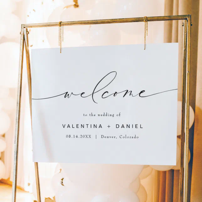 VALENTINA Modern Elegant Script Wedding Welcome Poster | Zazzle