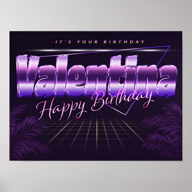 Valentina Name Vorname retro Poster Geburtstag (Front)