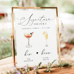 VALENTINA Script Signature Drink Wedding Bar Poster<br><div class="desc">This printable signature drink sign template a elegant script font and a modern minimalist design. The watercolor graphics are handmade and 15 popular drinks are included here in this listing. Click the 'edit using design tool' button in the personalization section to see the drinks that are included. Each drink is...</div>