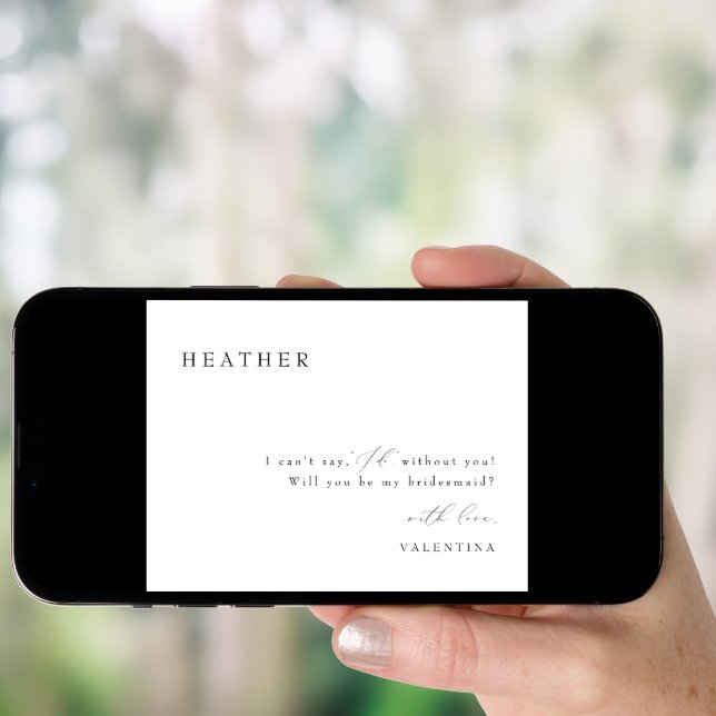 VALENTINA Whimsical Script Bridesmaid Proposal Invitation (Front Digital)