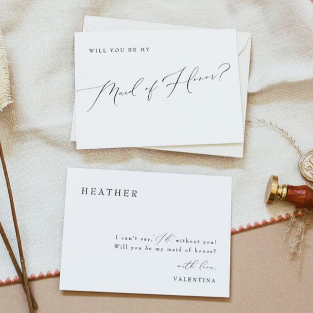 VALENTINA Whimsical Script Maid of Honor Proposal Invitation (Creator Uploaded)