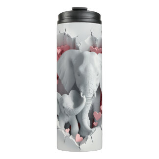 Valentine 3D Mom & Baby Elephants Tumbler Wrap
