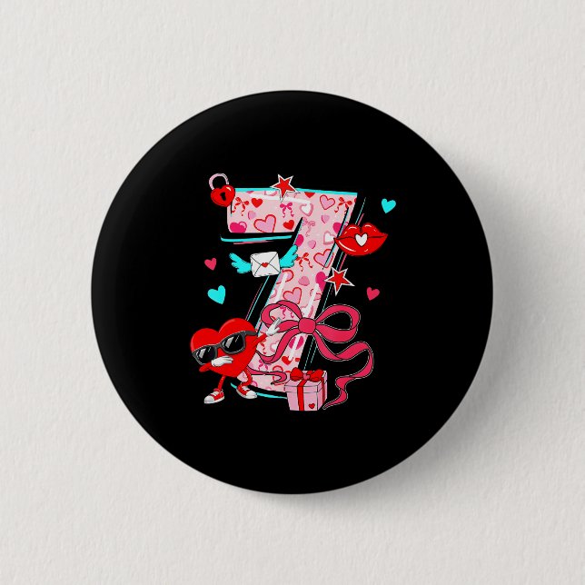 Valentine 67 Six Seven Meme Dabbing Hearts Matchin Button (Front)