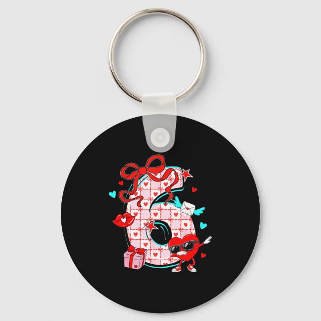 Valentine 67 Six Seven Meme Dabbing Hearts Matchin Keychain (Front)