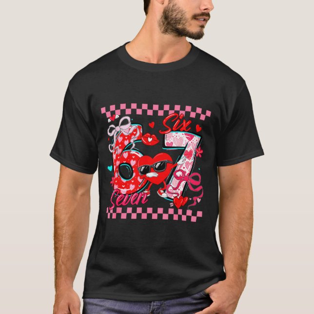 Valentine 67 Six Seven Meme Dabbing Hearts Matchin T-Shirt (Front)