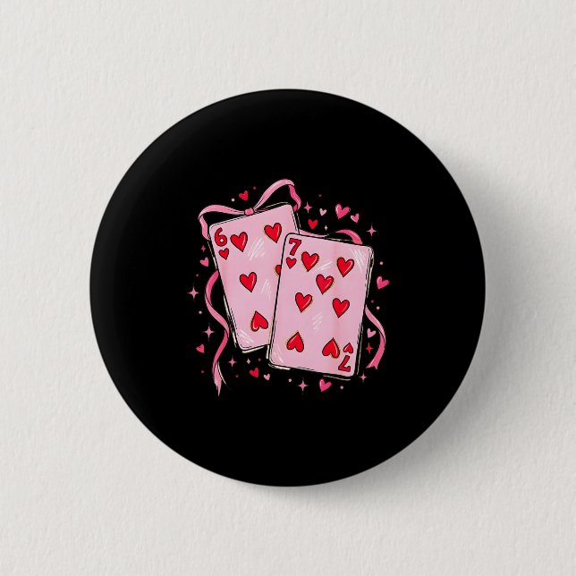 Valentine 6 7 Valentines Day Matching Couple Heart Button (Front)